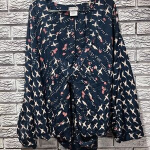 Free People All Tous 100% Modal Navy Blouse/Kimono